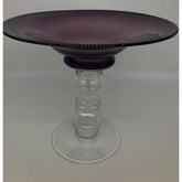Handblown Glass Centerpiece Violet Bowl on Clear Glass Pedestal - Eva Essentials